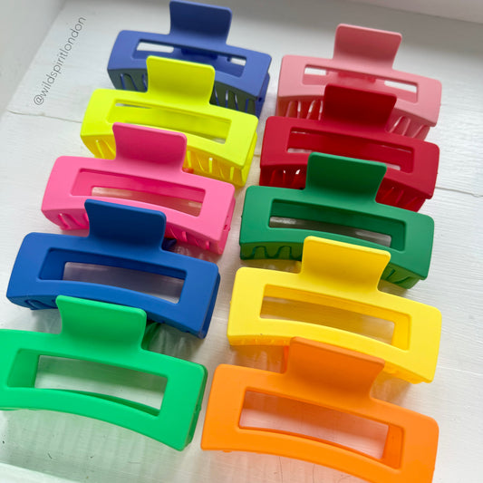 Bright Set of 10 Large Rectangle Hair Claws