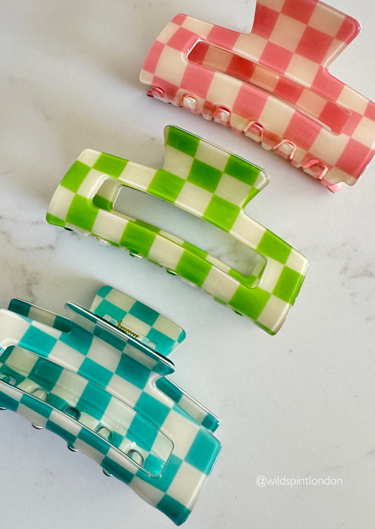 Checker Board Print Hair Claws (Mix 3 Pack)