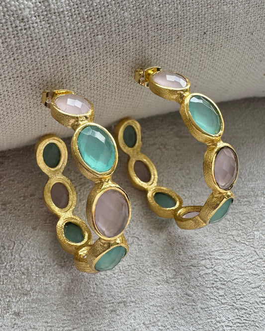 The Rose Quartz & Amazonite 'Iris' Earrings