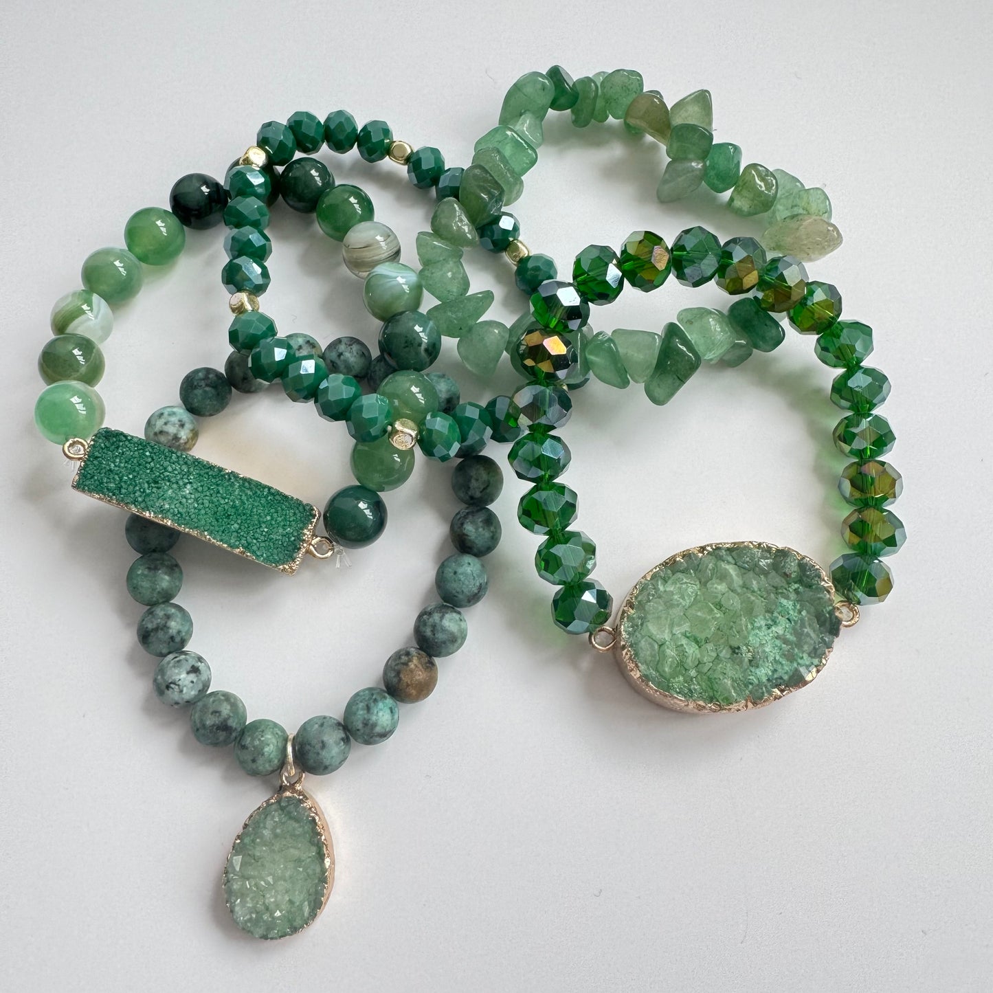 Emerald Stack of 5 Bracelets