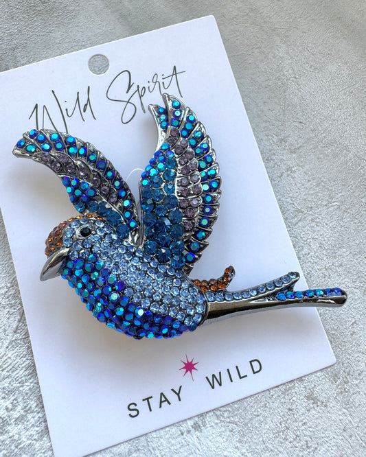 The Giant Soaring Bird Brooch - Blue