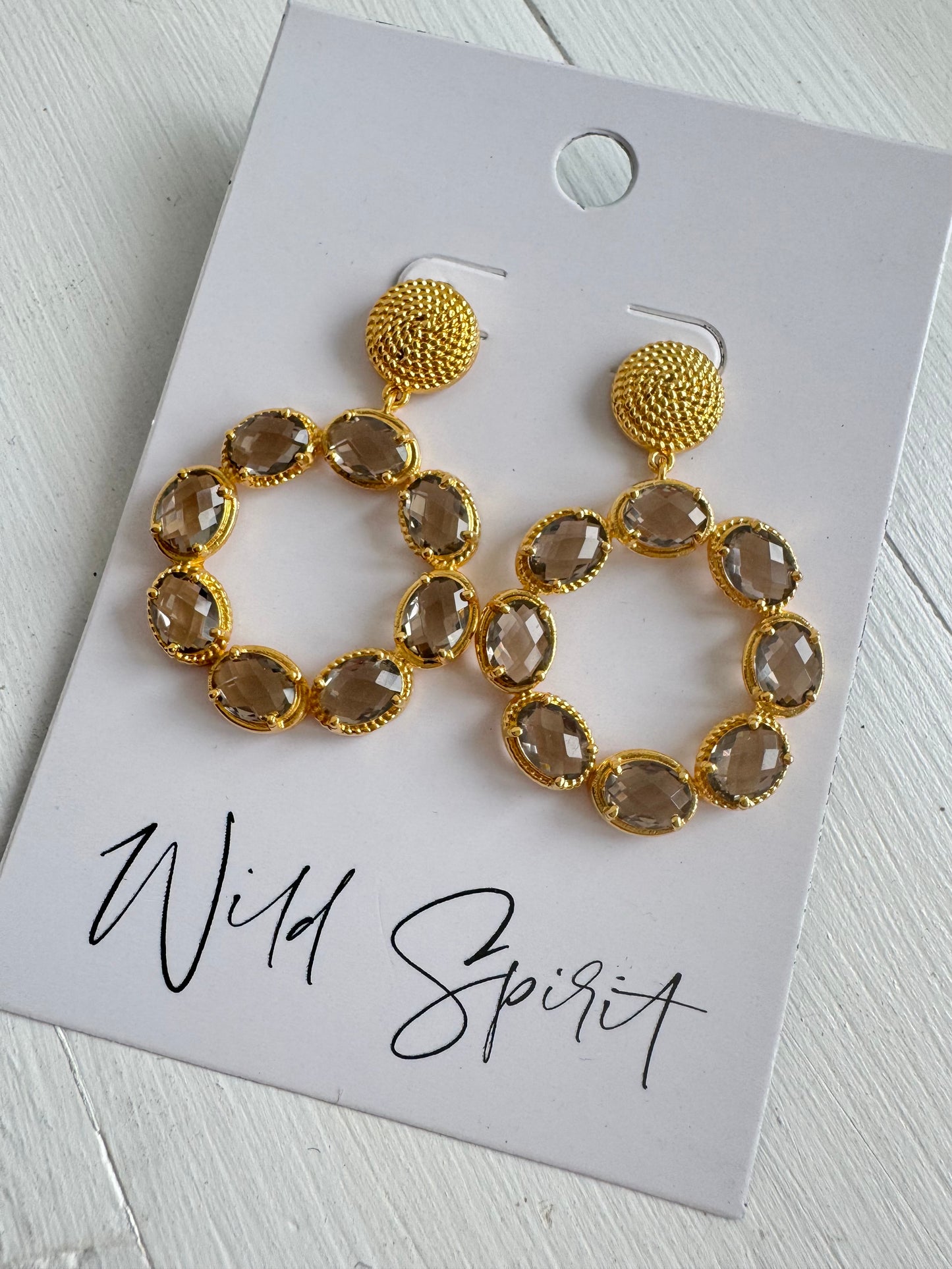 Grey 'Cleo' Sparkly Crystal Drop Earrings