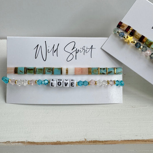 Blue LOVE Duo Bracelet Set