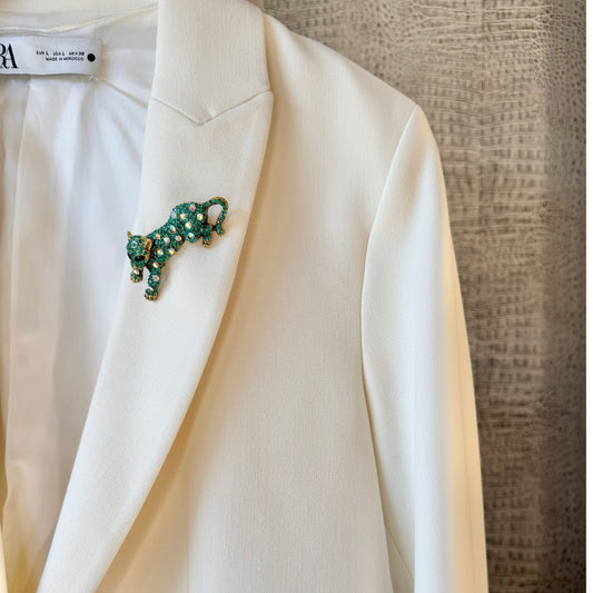Teal Cheetah Brooch