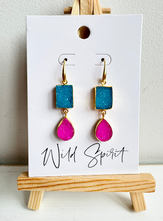 Blue & Pink 'Savana' Earrings