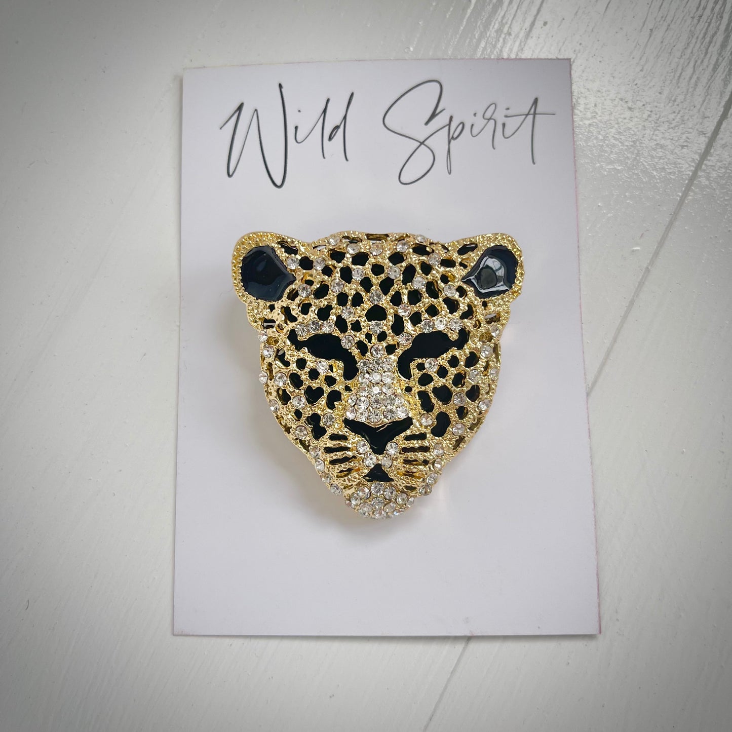 Big Gold Cheetah Head Brooch