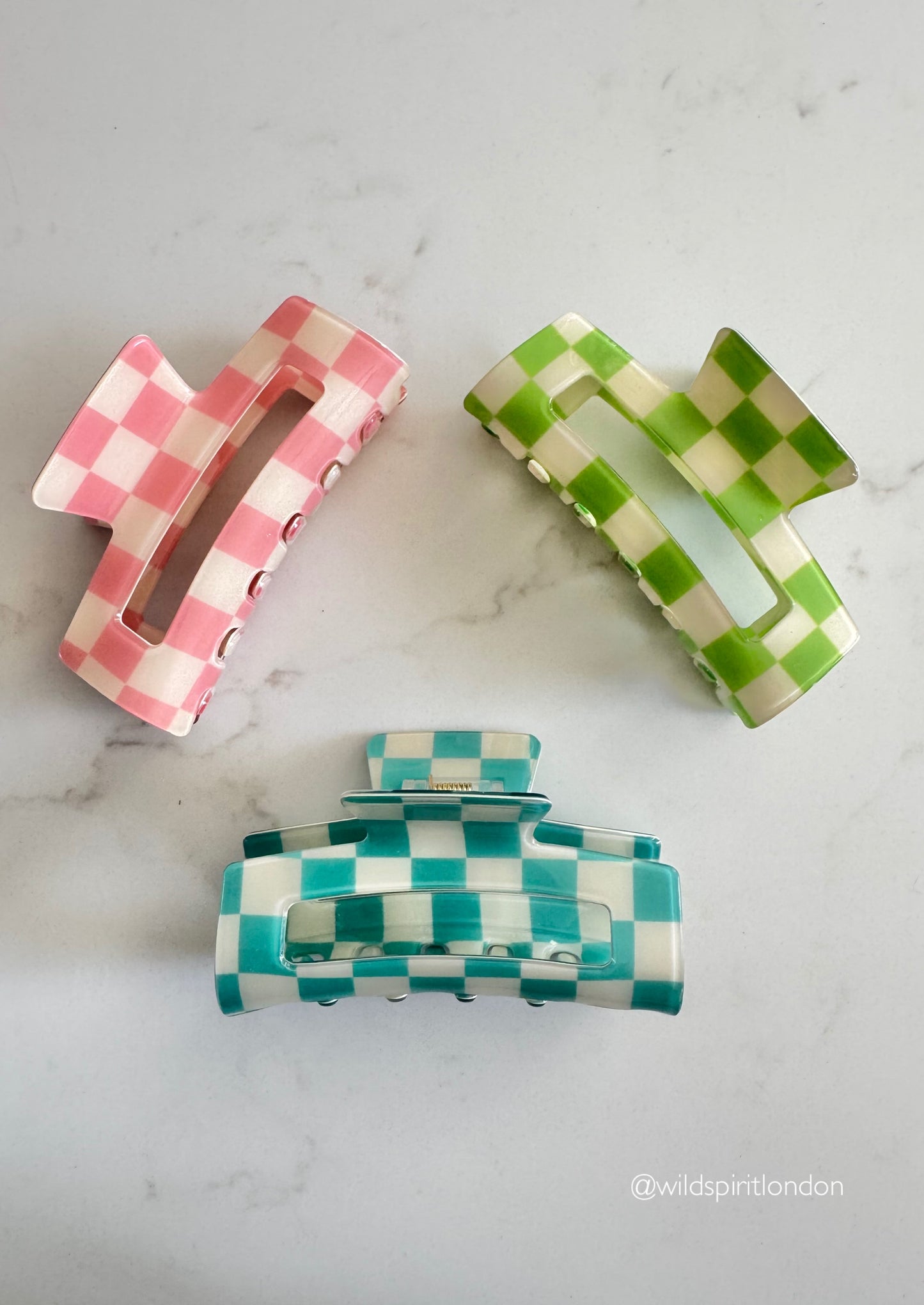 Checker Board Print Hair Claws (Mix 3 Pack)