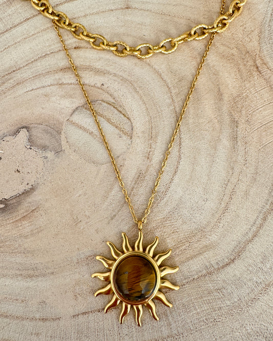 The Tiger Eye Solstice Gold Plated Waterproof Necklace