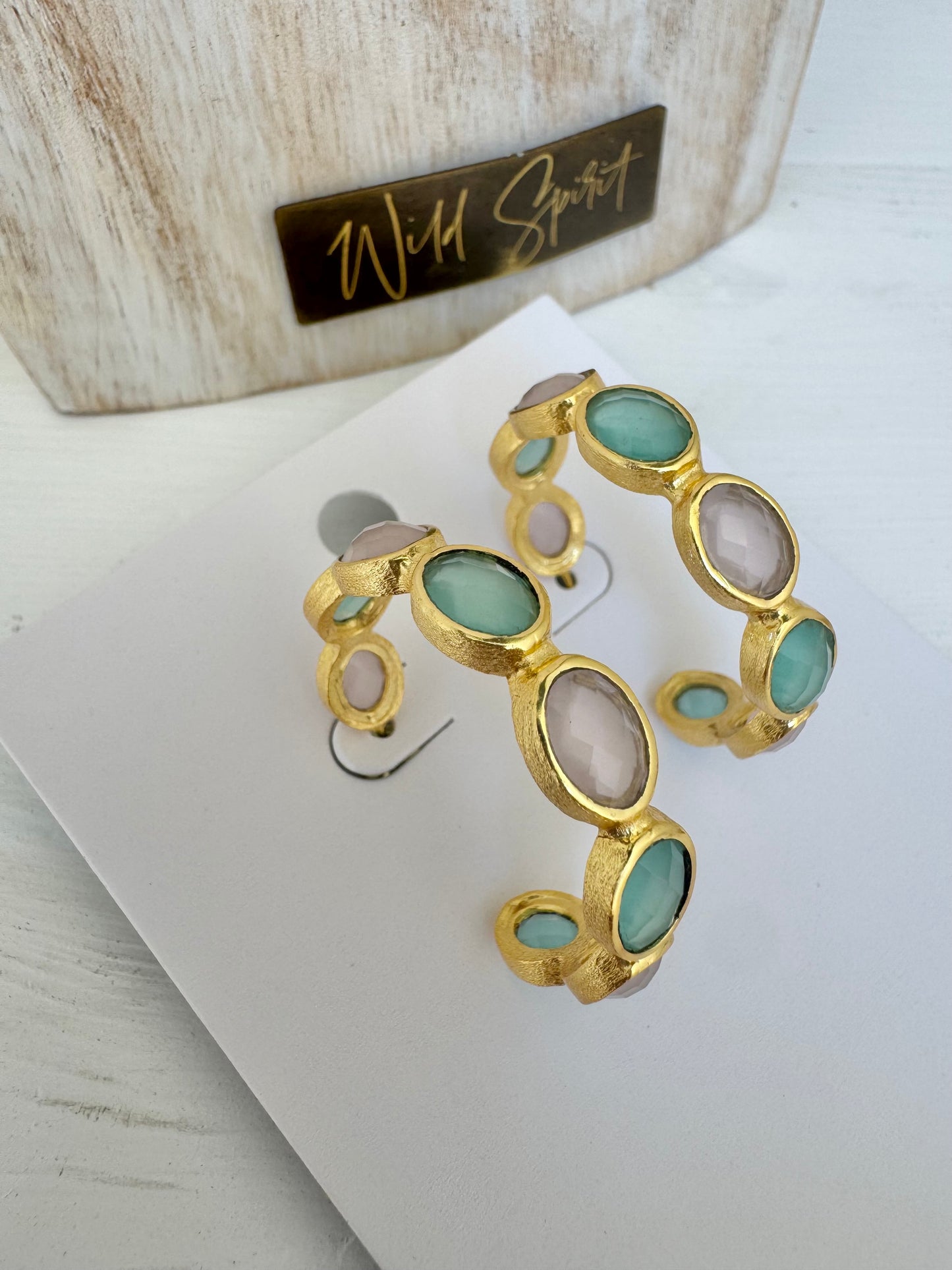 Rose Quartz & Amazonite 'Iris' Earrings