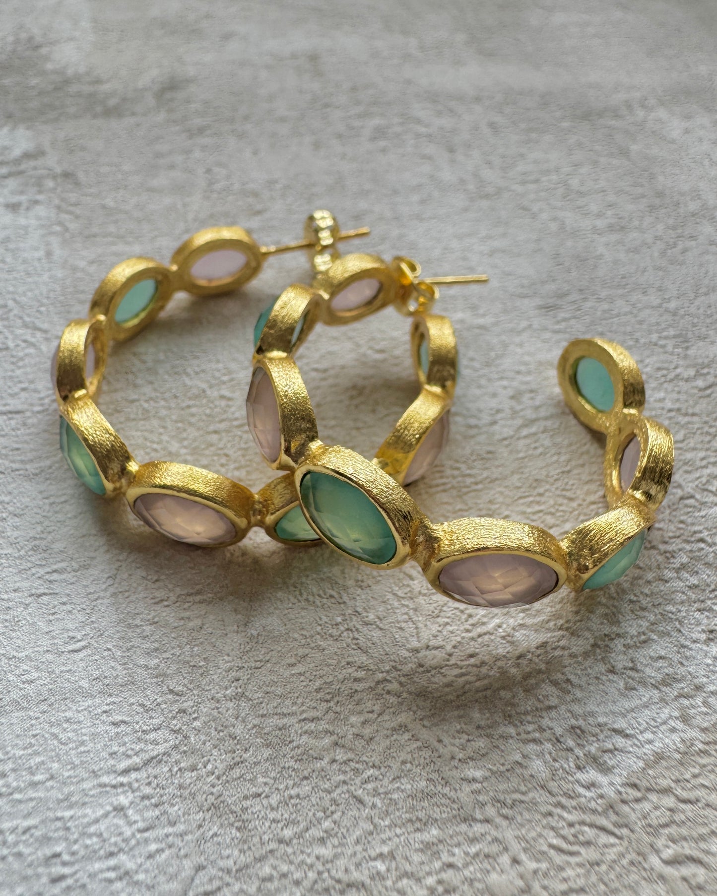 The Rose Quartz & Amazonite 'Iris' Earrings