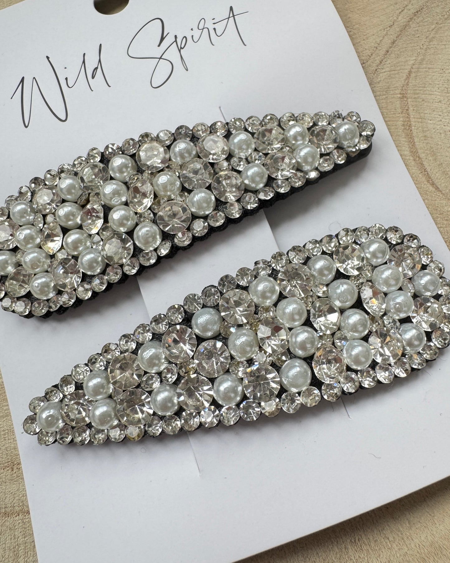Pearl and Rhinestone Set of 2 Hair Slides (Pack of 5)