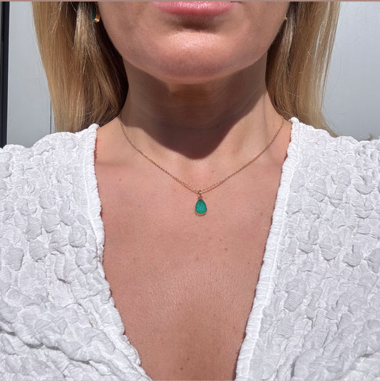 Dainty Green Druzy Stone Necklace