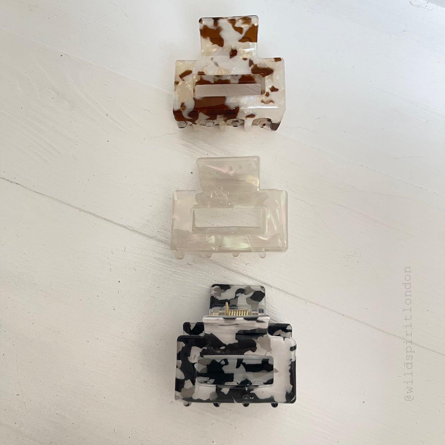 Marble Midi Square Hair Claws (3 Pack)