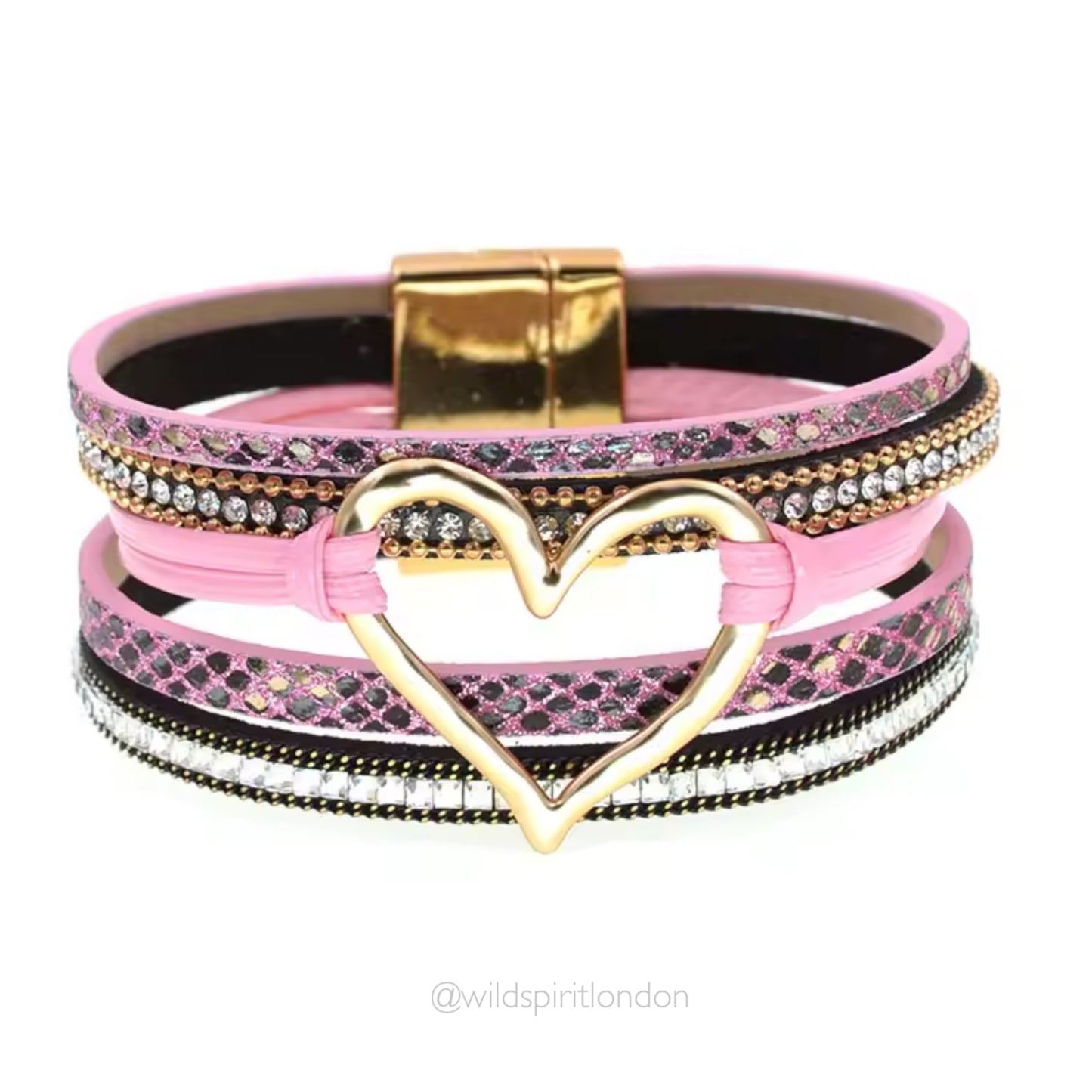 Pink Layered Heart Cuff Bracelet