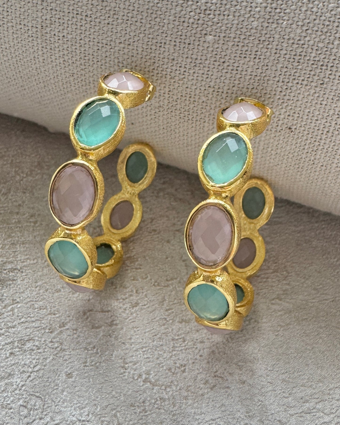 The Rose Quartz & Amazonite 'Iris' Earrings