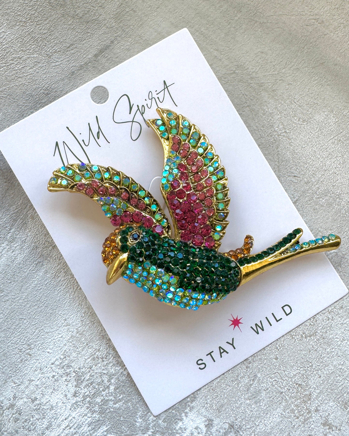 The Giant Soaring Bird Brooch - Green