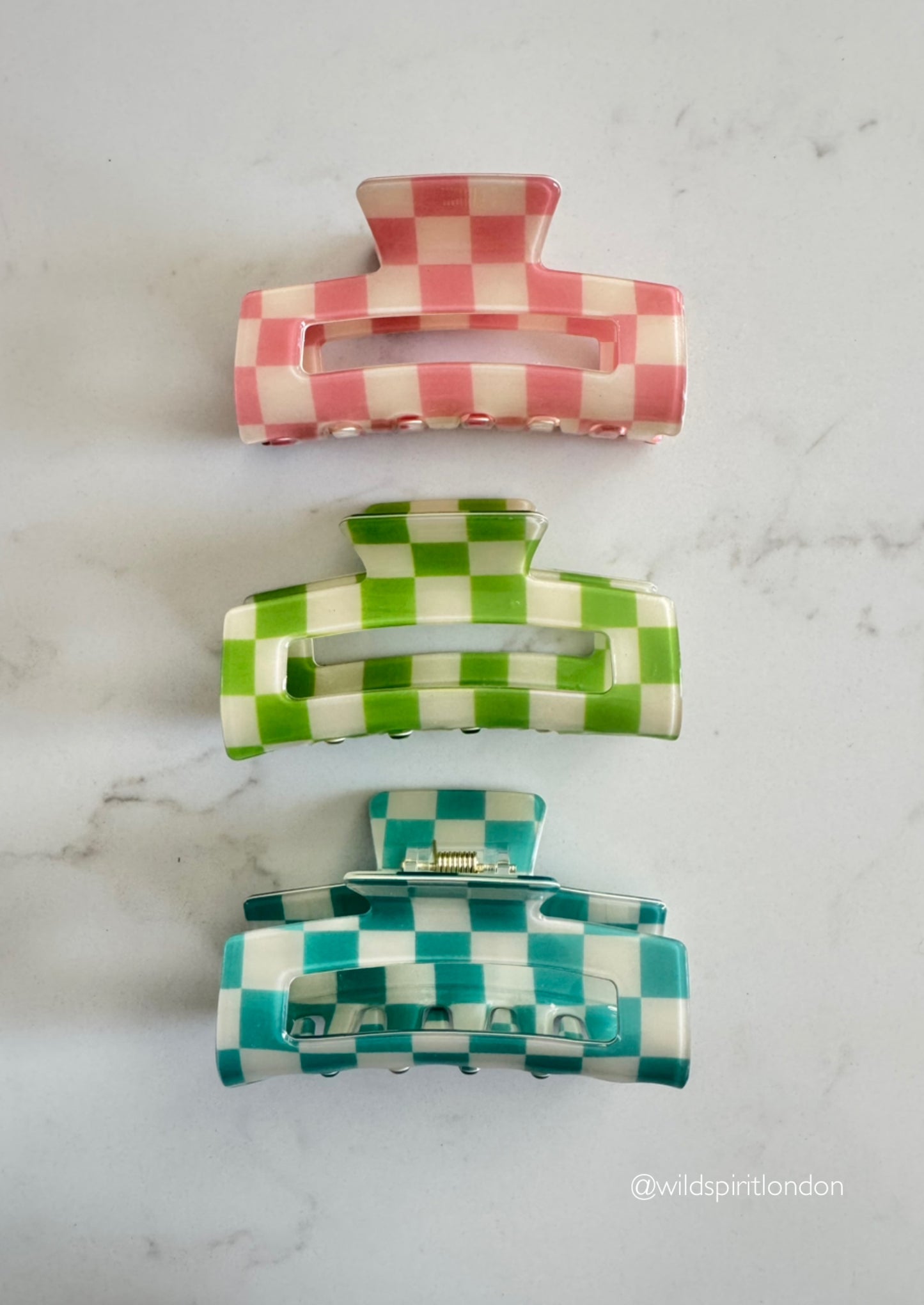 Checker Board Print Hair Claws (Mix 3 Pack)