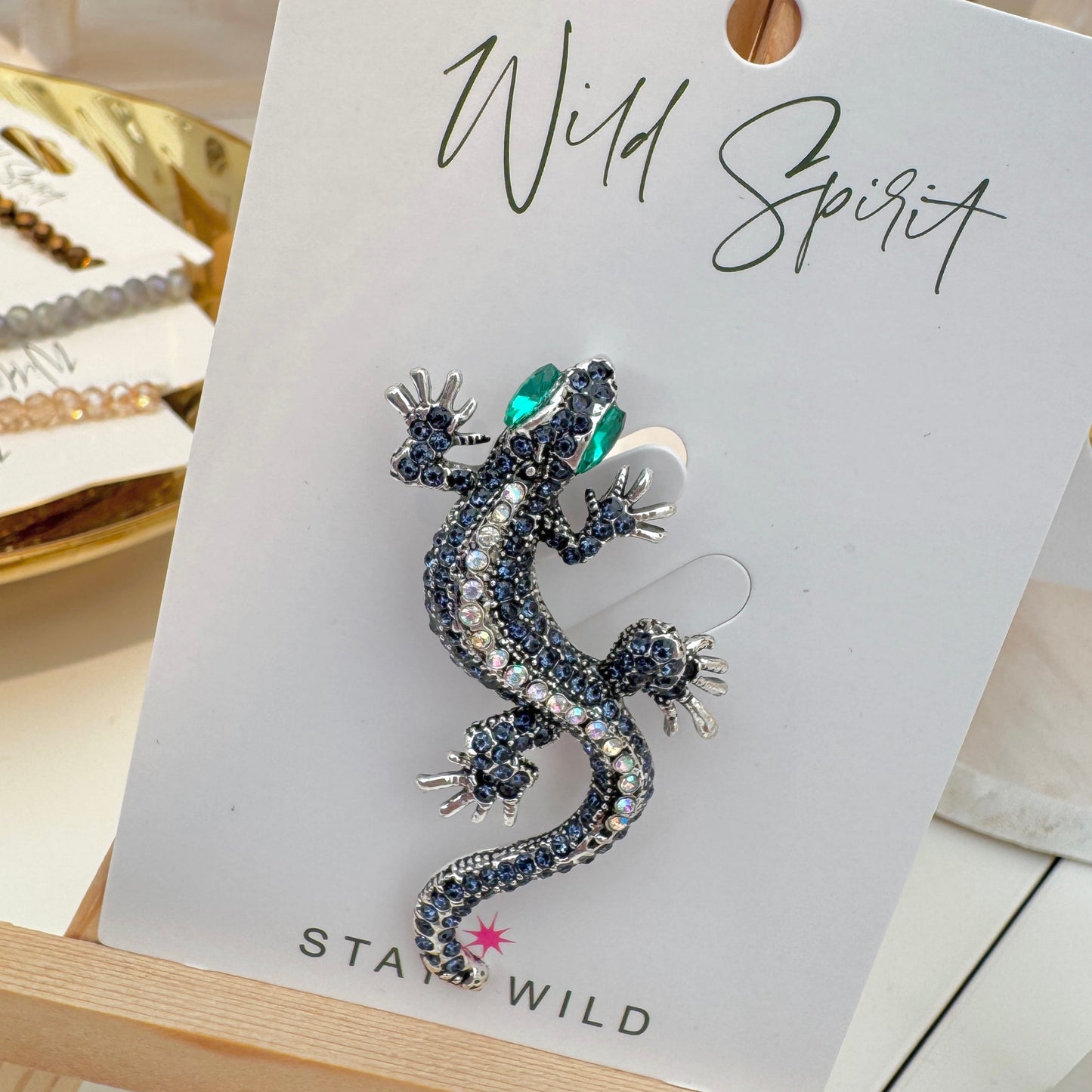 The Navy Gecko Brooch