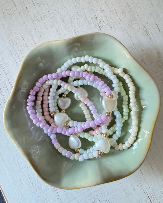 Set of 7 Kids Heart Bracelets