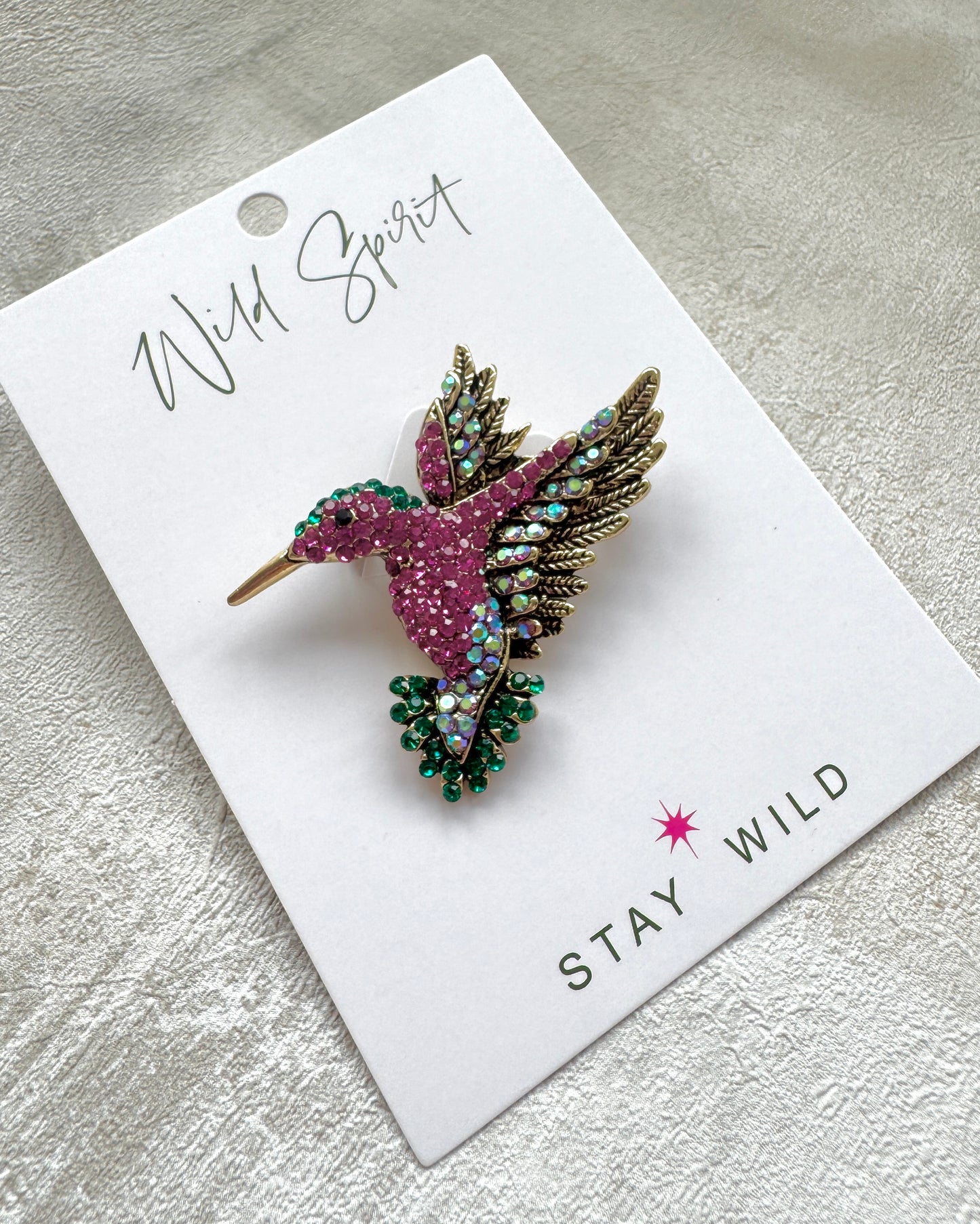 Pink Hummingbird Brooch