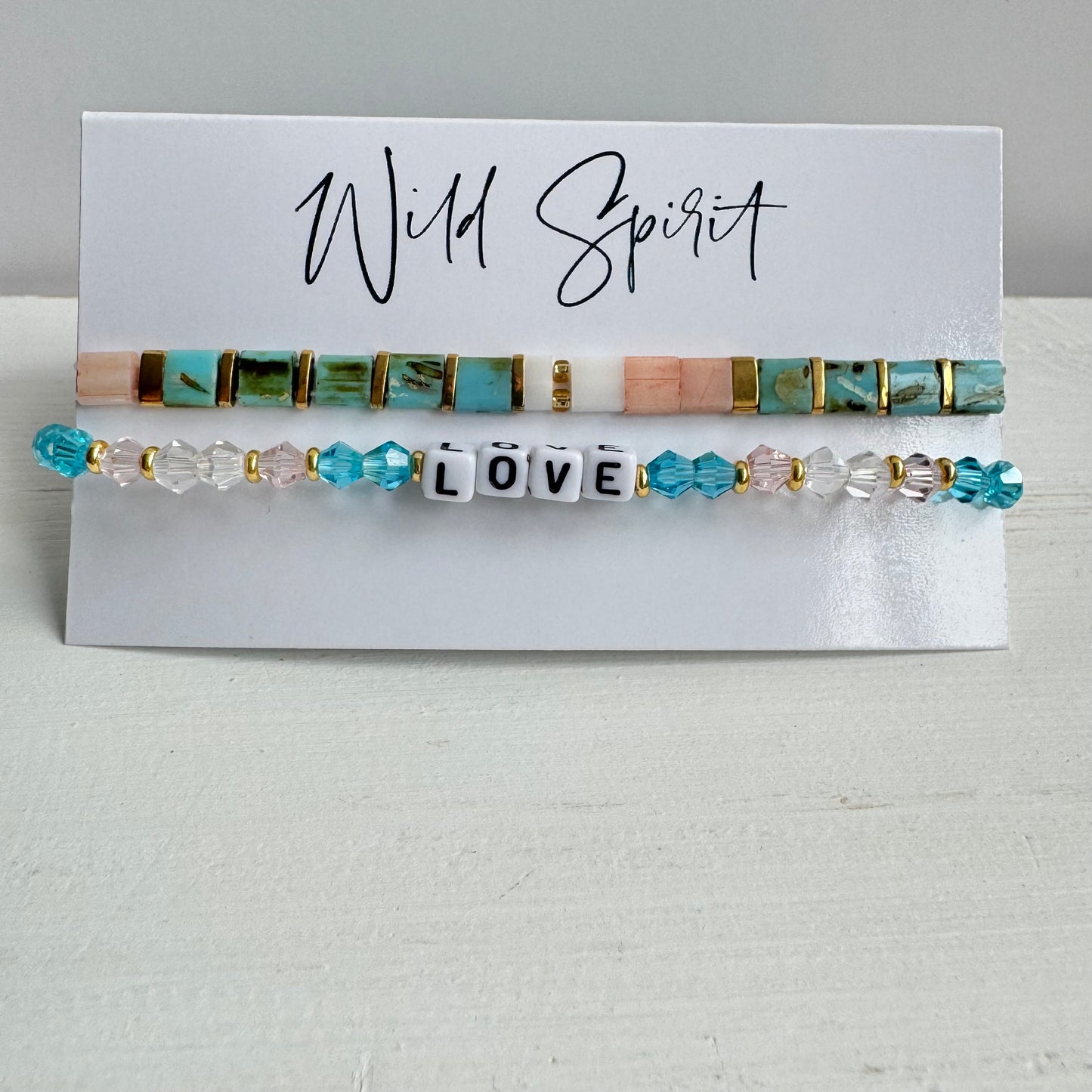 Blue LOVE Duo Bracelet Set