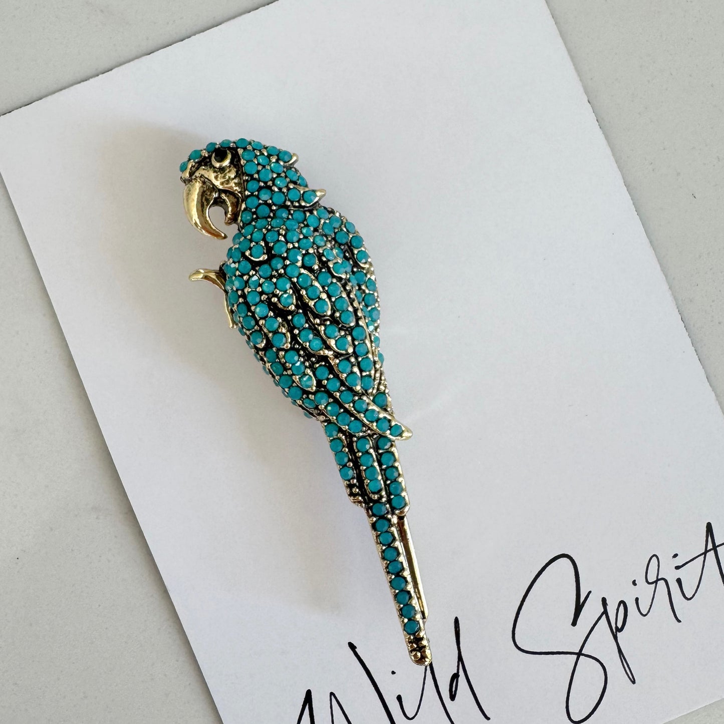 Blue Parrot Brooch