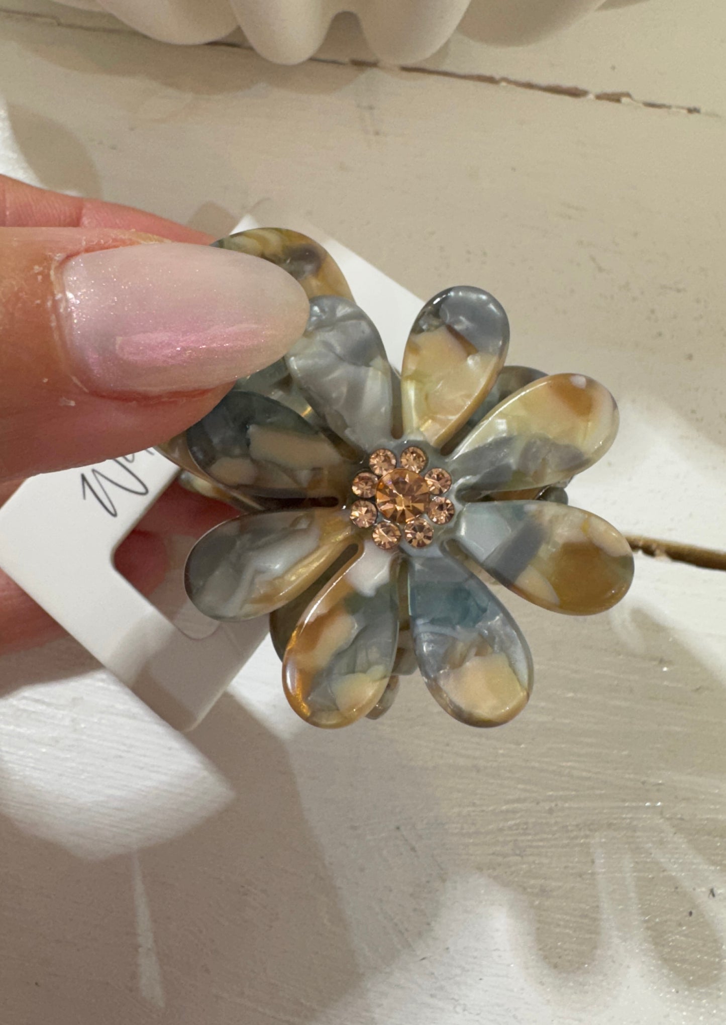 Marble Rhinestone Diamante Clip (6 Pack)