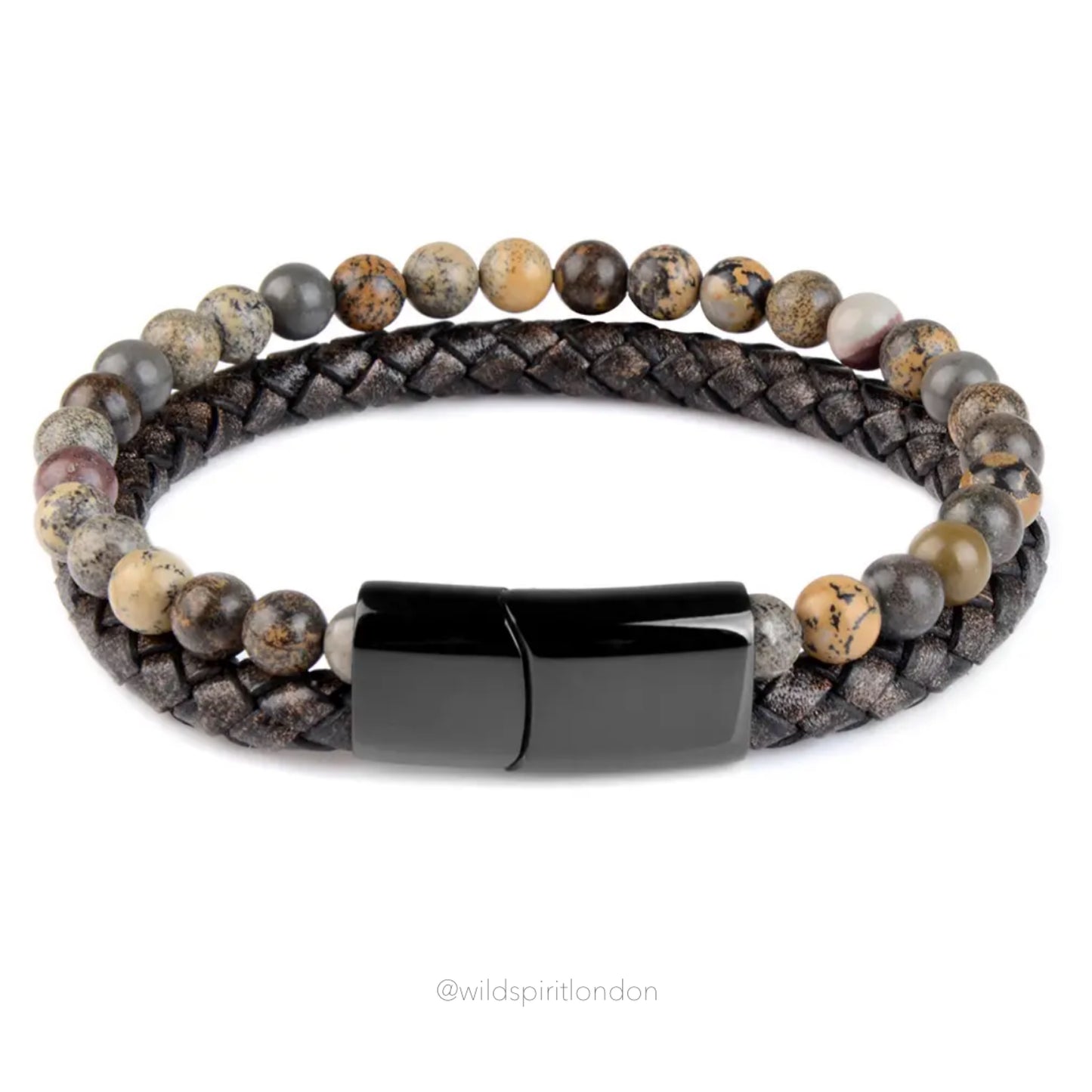 Men’s Bali Leather Stone Mix Bracelet