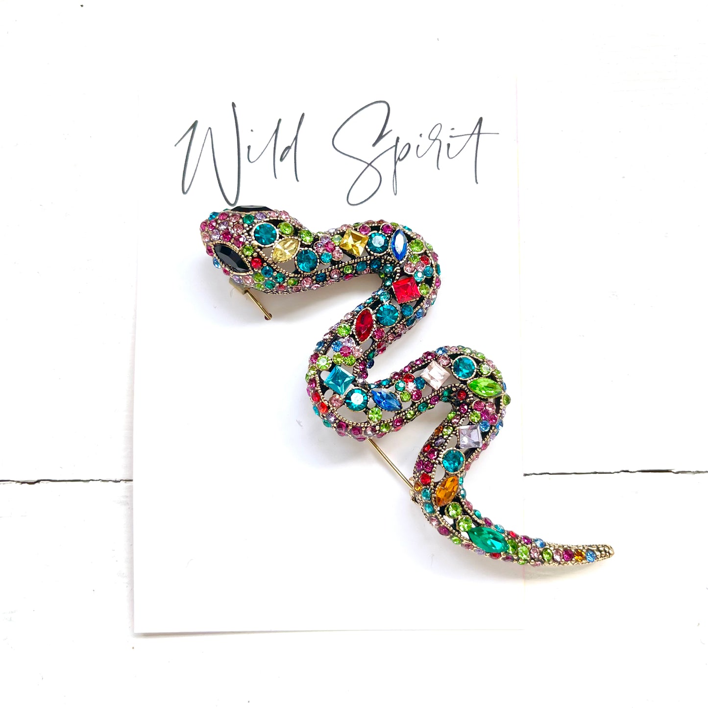 Multi Jewel Snake Brooch