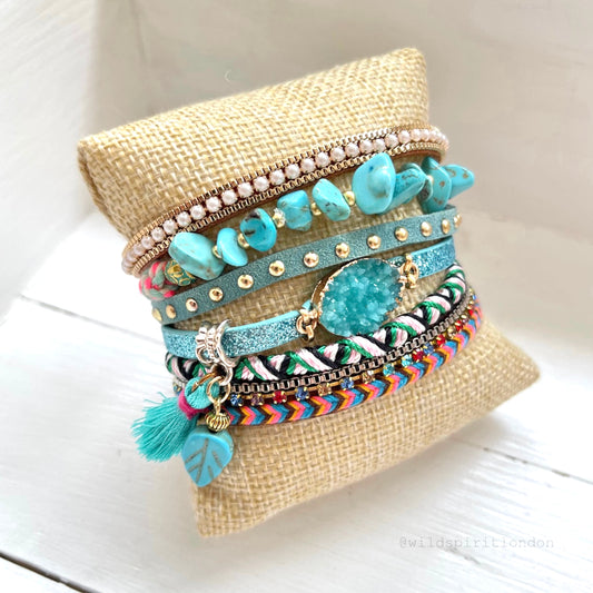 Aqua Skye Boho Cuff Bracelet