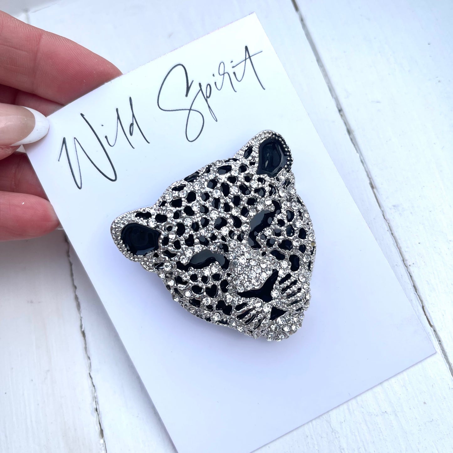 Big Silver Snow Leopard Brooch