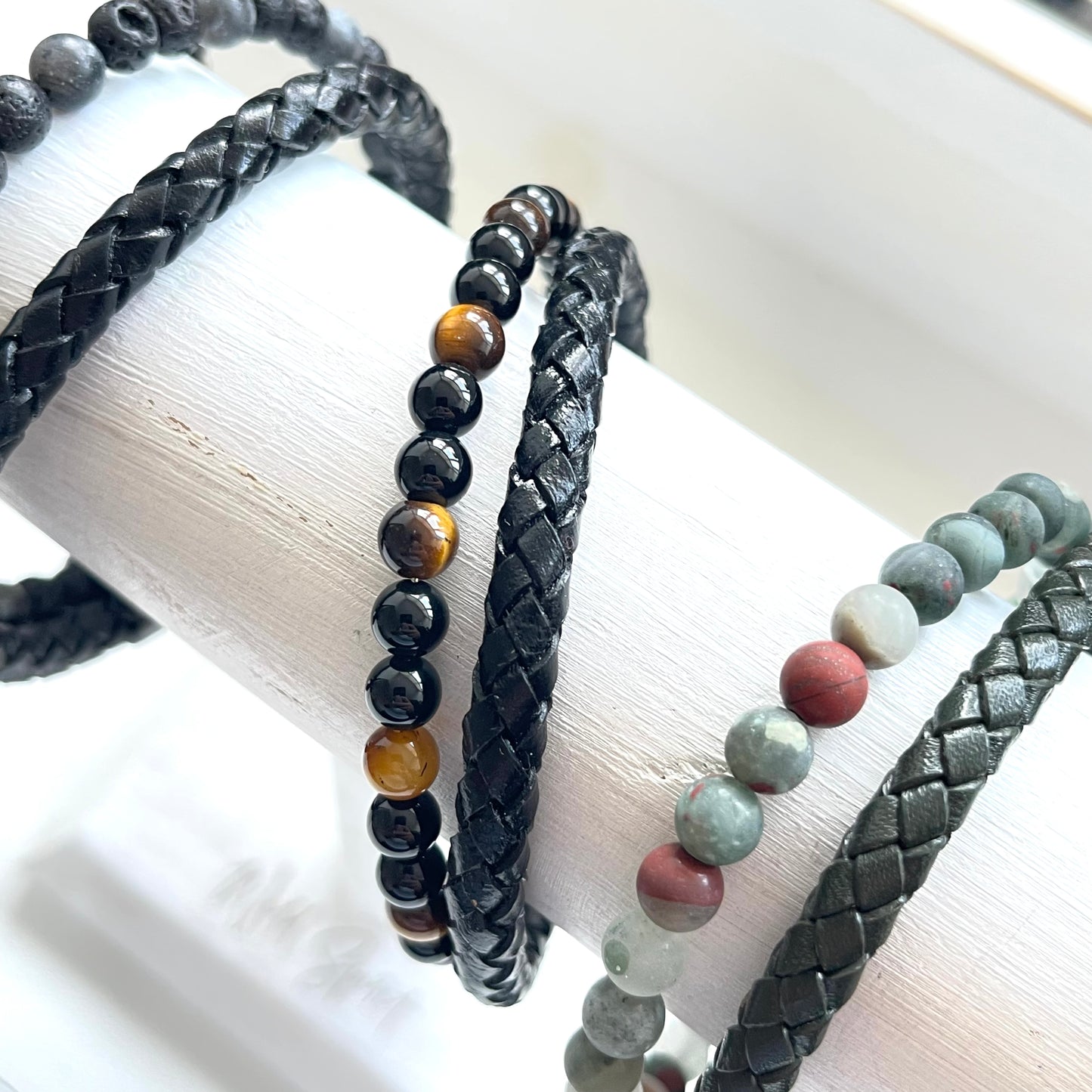 Men’s Bali Leather Stone Mix Bracelet