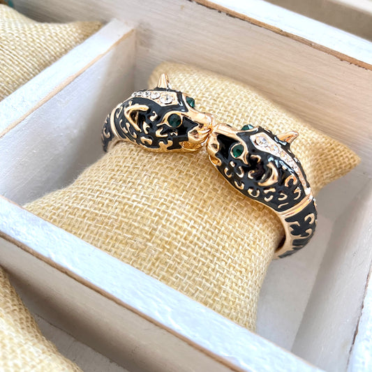 Black Chunky Leopard Bangle
