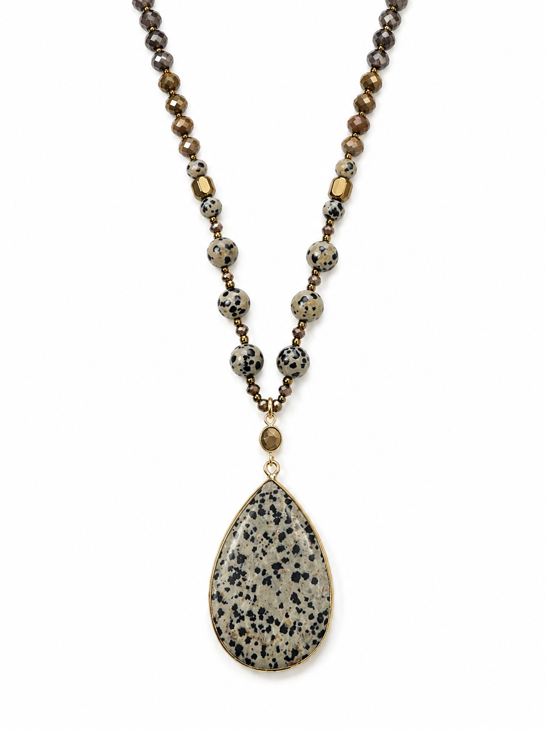 a necklace with a stone pendant