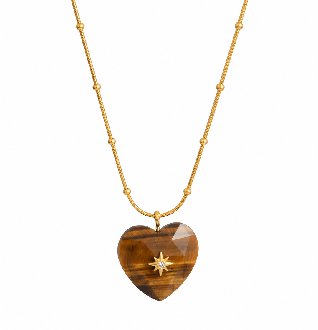 a heart shaped necklace with a star