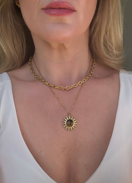 The Tiger Eye Solstice Gold Plated Waterproof Necklace