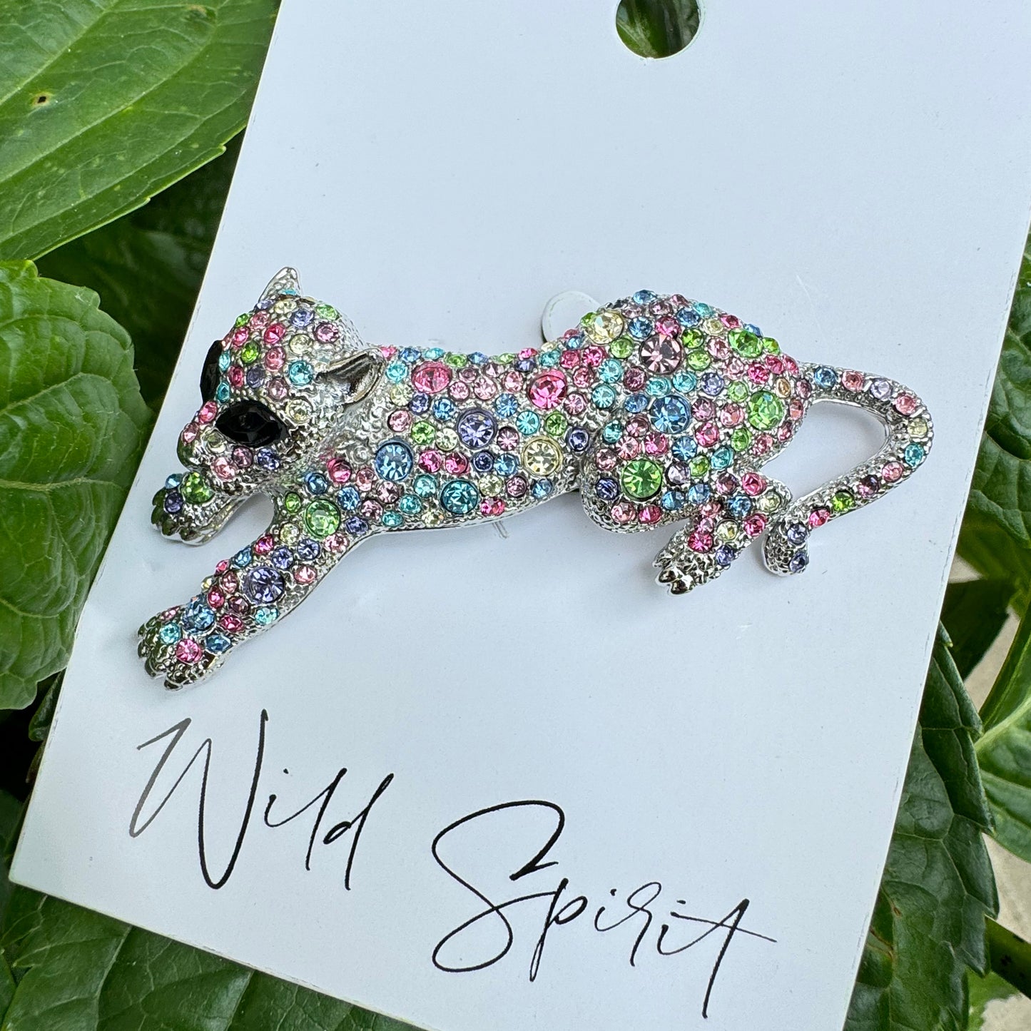 Rainbow Leopard Brooch