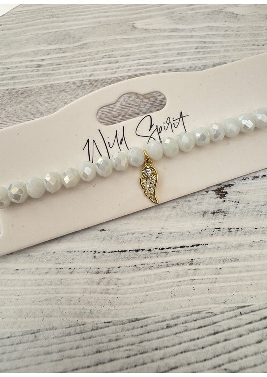 White Wing Twilight Charm Bracelet