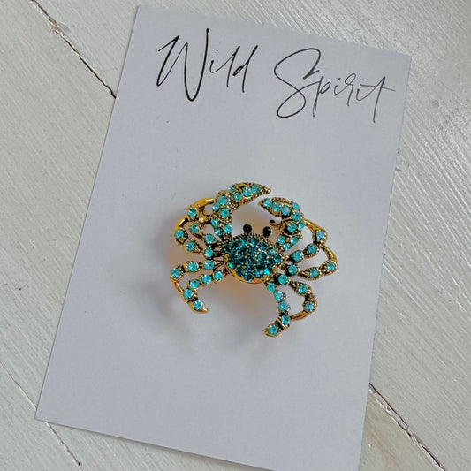 Mini Blue Crab Brooch