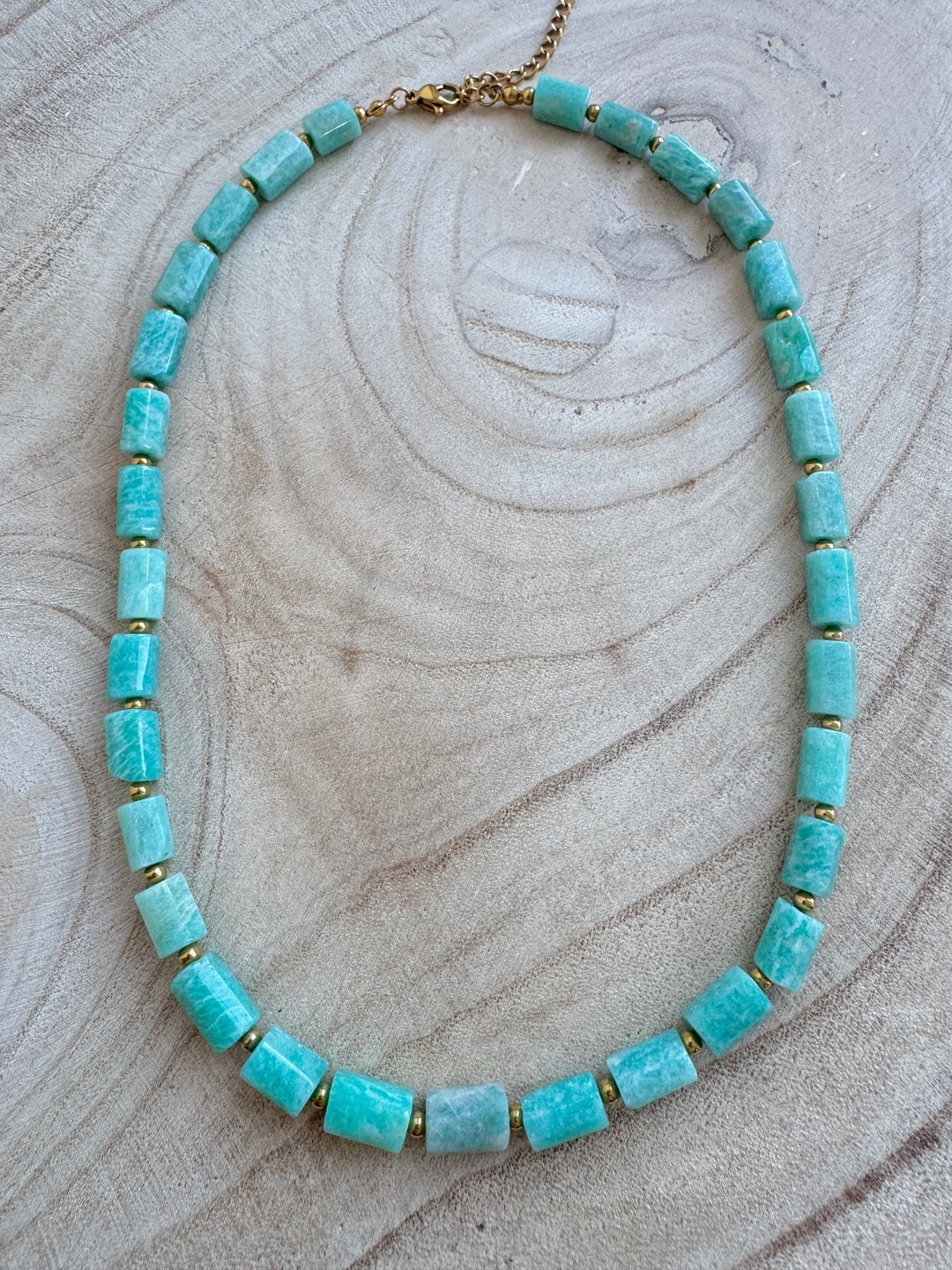 Amazonite Rock Gold Plated Waterproof Necklace