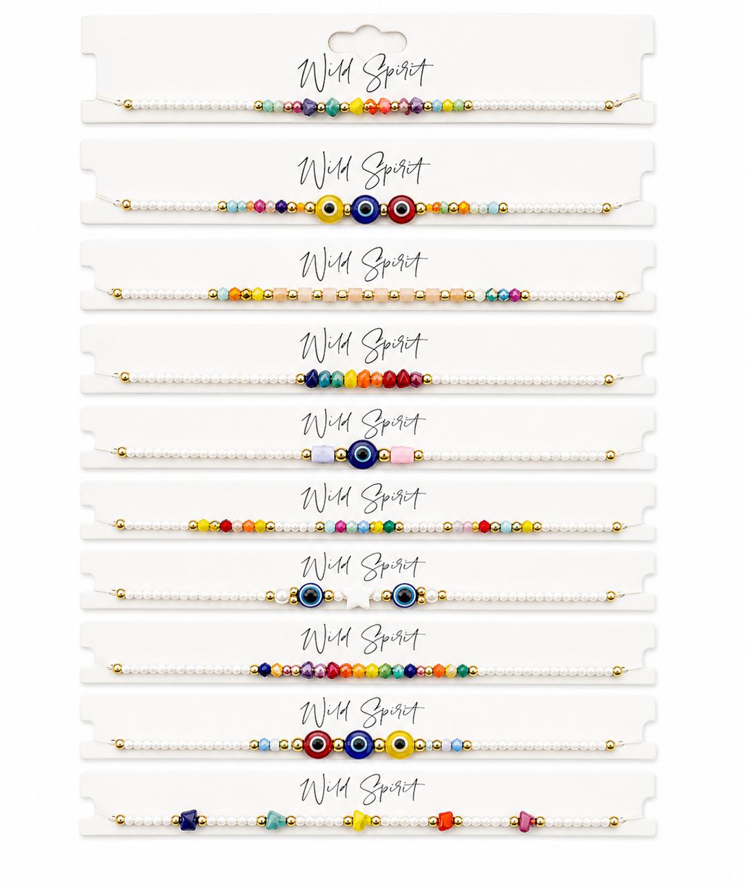 Mini Beaded Friendship Bracelets - Rainbow Evil Eye