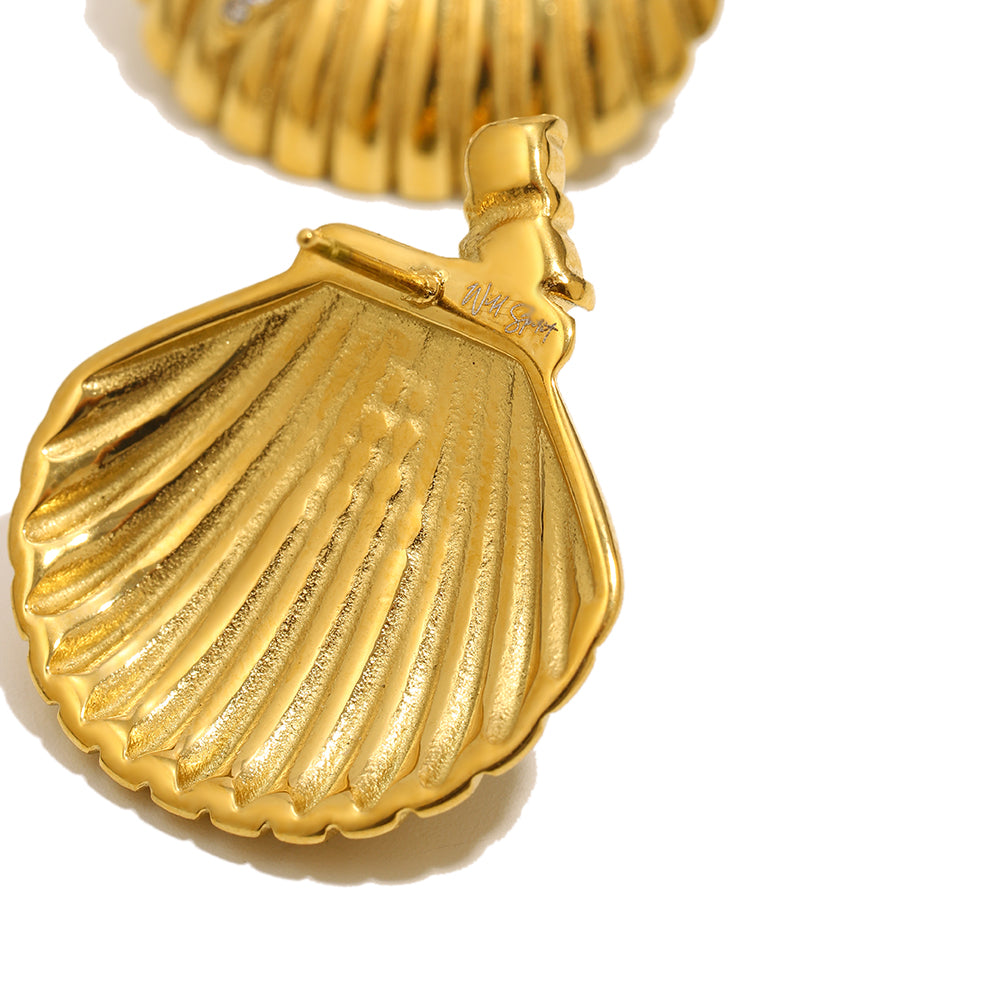Gold Starfish Bling Shell Earrings