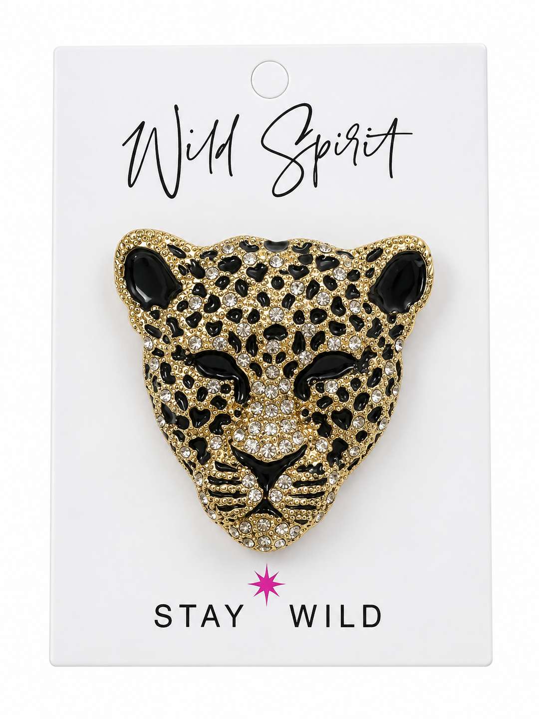 Gold Cheetah Face Brooch