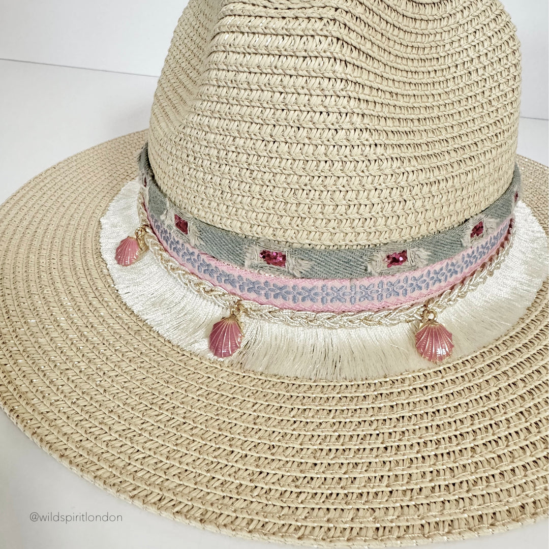 Pink Shell Boho Sun Hat
