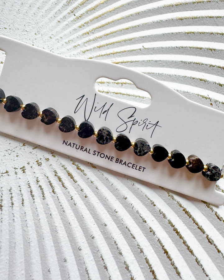 Black Jasper Mini Heart Bracelet