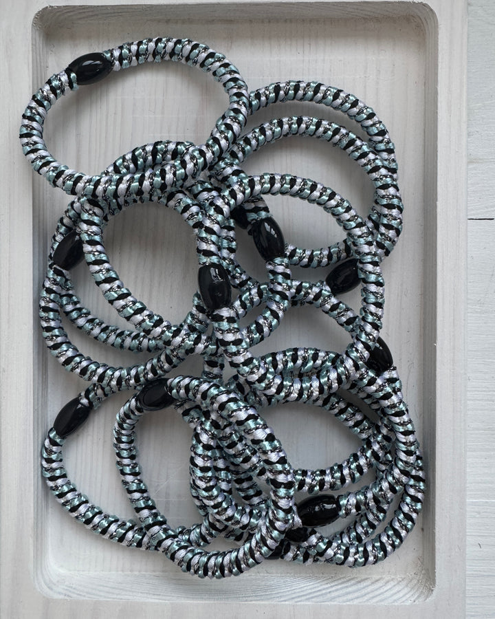 White & Light Blue Twisty Hair Bobbles (10 Pk)