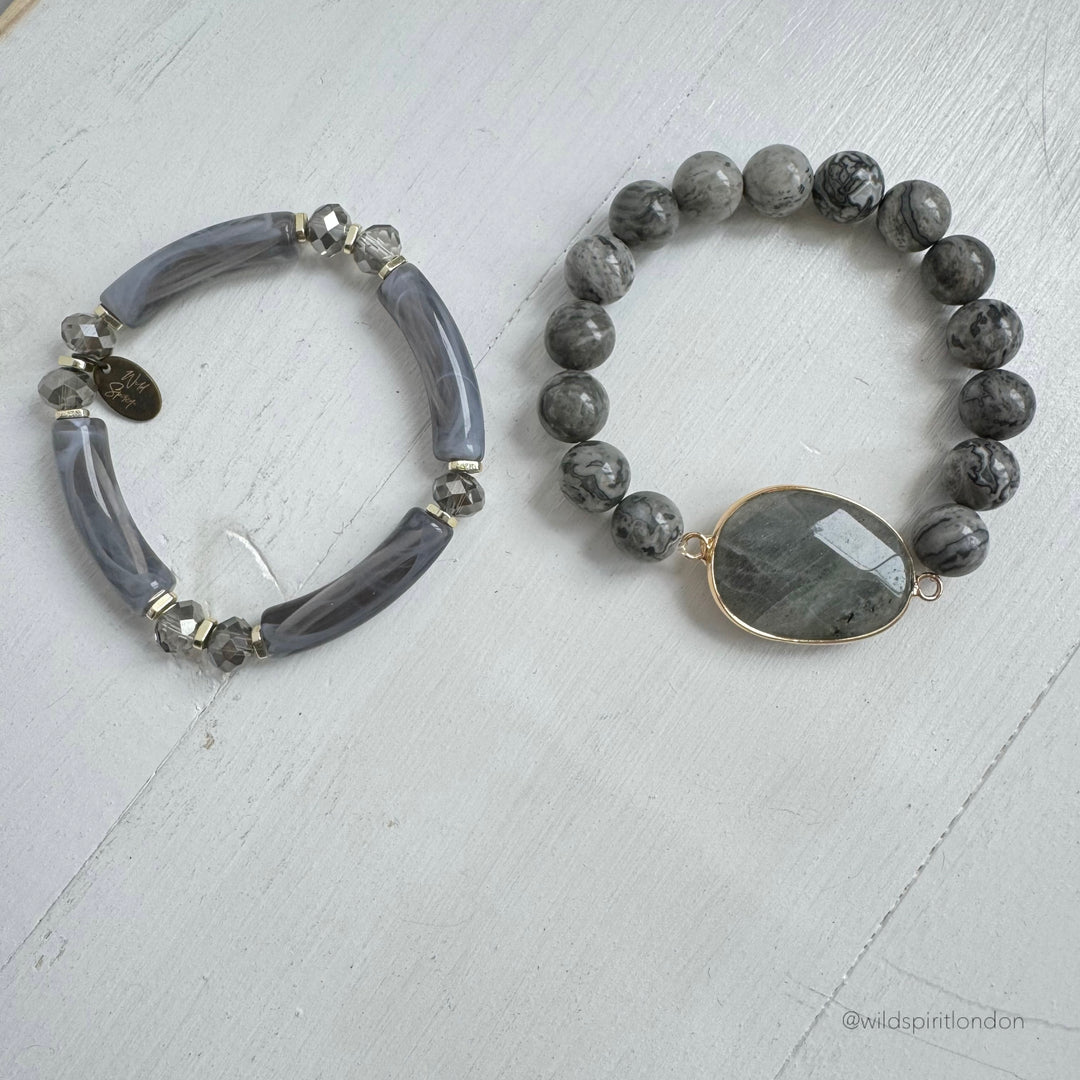 The Smoke Labradorite Bracelet Duo