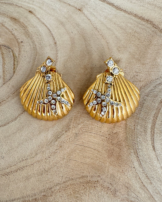 The Gold Bling Shell Earrings