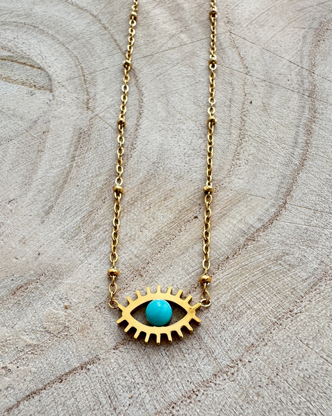 The Isla Evil Eye Gold Plated Waterproof Necklace