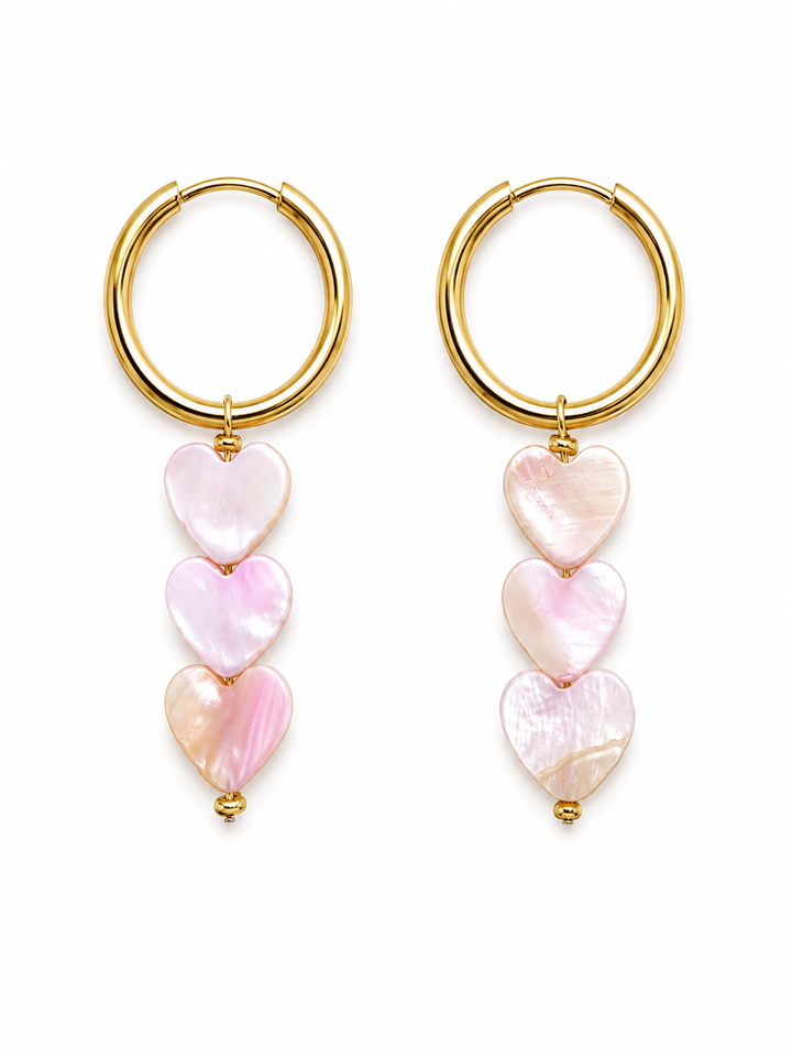 Pink Amora Shell Heart Earrings